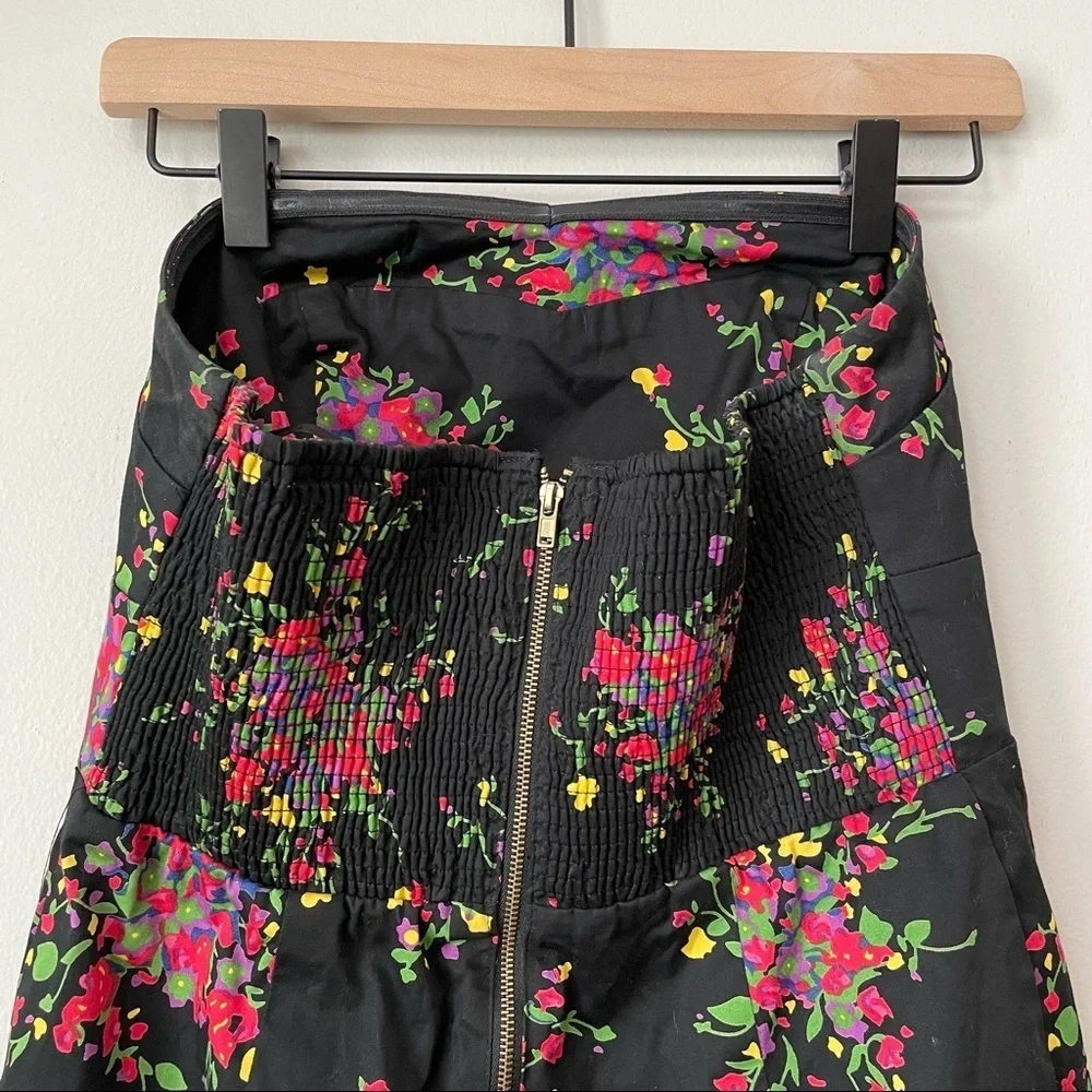 Free People Poison Apple Black Floral Full Zip Mini Dress
